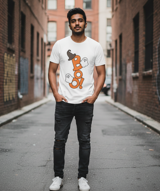 Half Sleeve T Shirt BOO Halloween