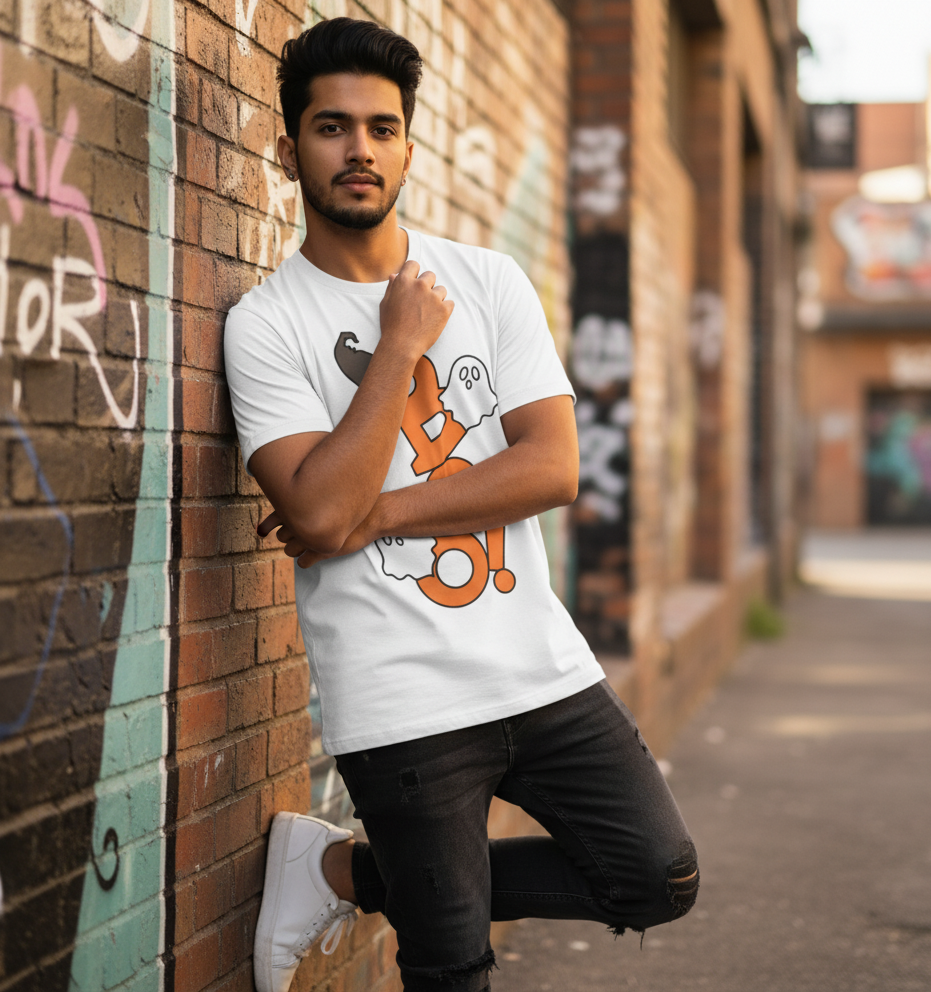 Half Sleeve T Shirt BOO Halloween